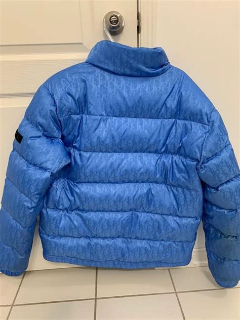 blue dior oblique printed down puffer jacket|Dior oblique puffer jacket reviews.